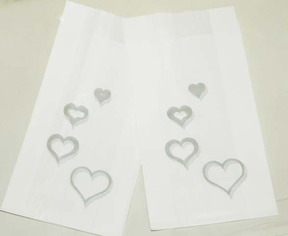 Wedding - Christening Cake Bags -4 x Silver Heart x 10 Pack